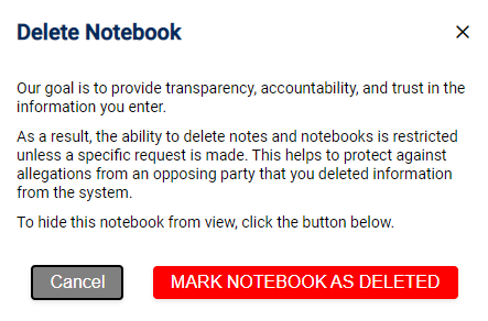 Delete Notebook Dialog