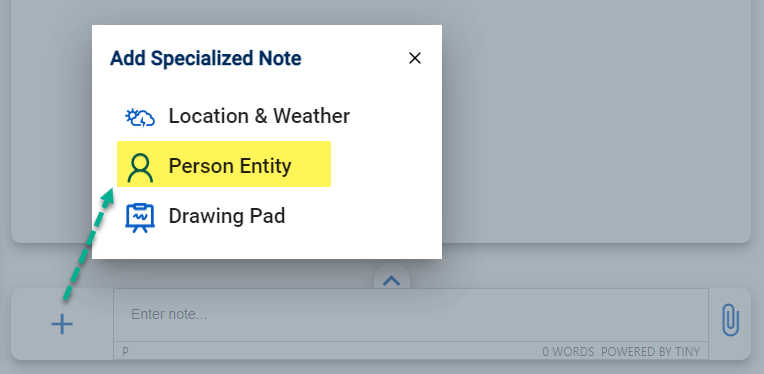 Add Specialized Note - Person Entity