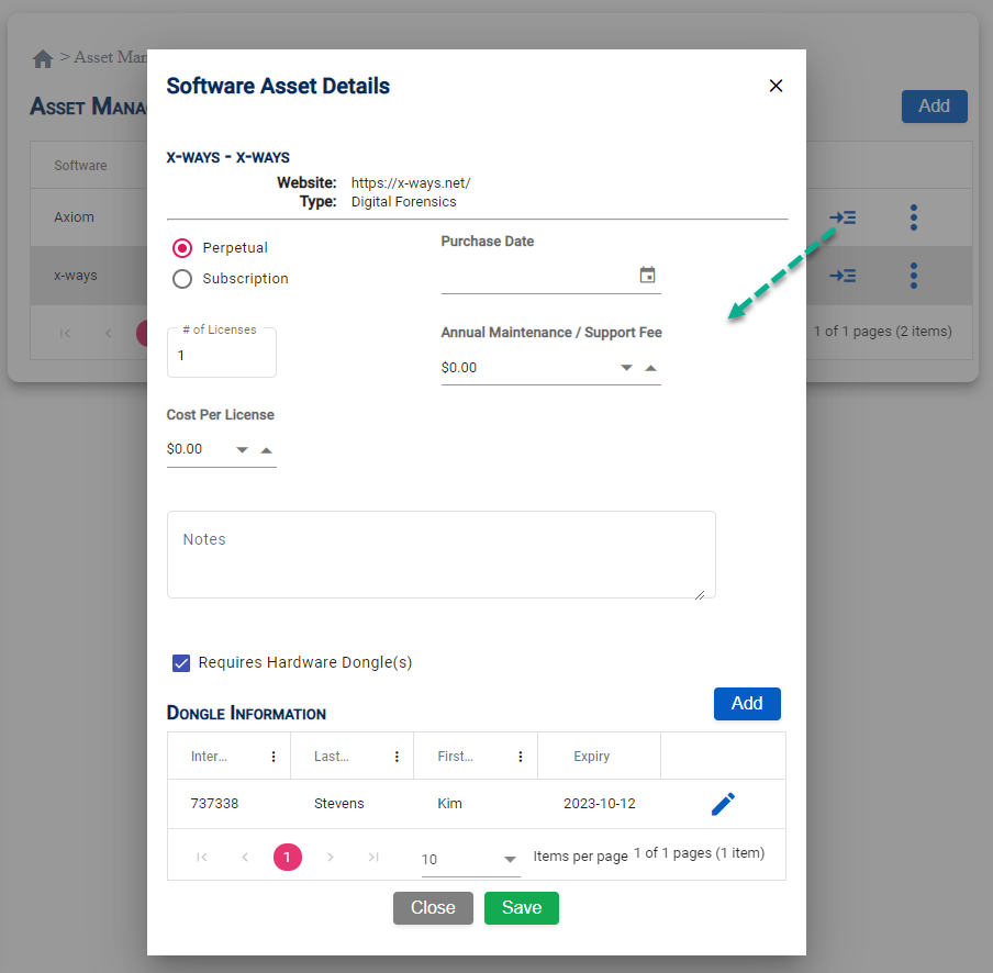 Asset Management - Software Details