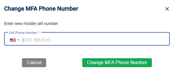 Change MFA Phone Number Dialog