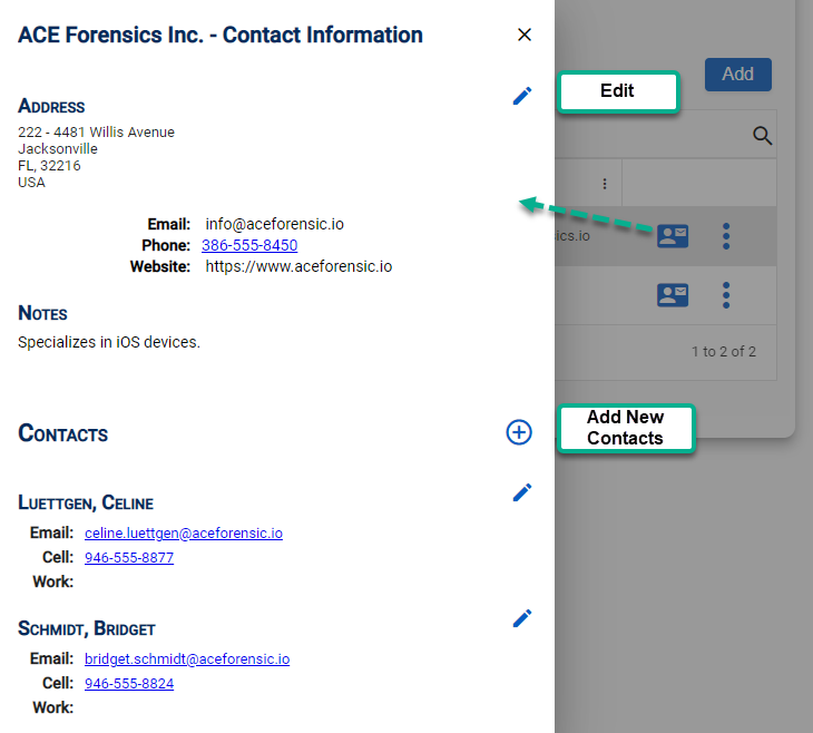 External Contact Details