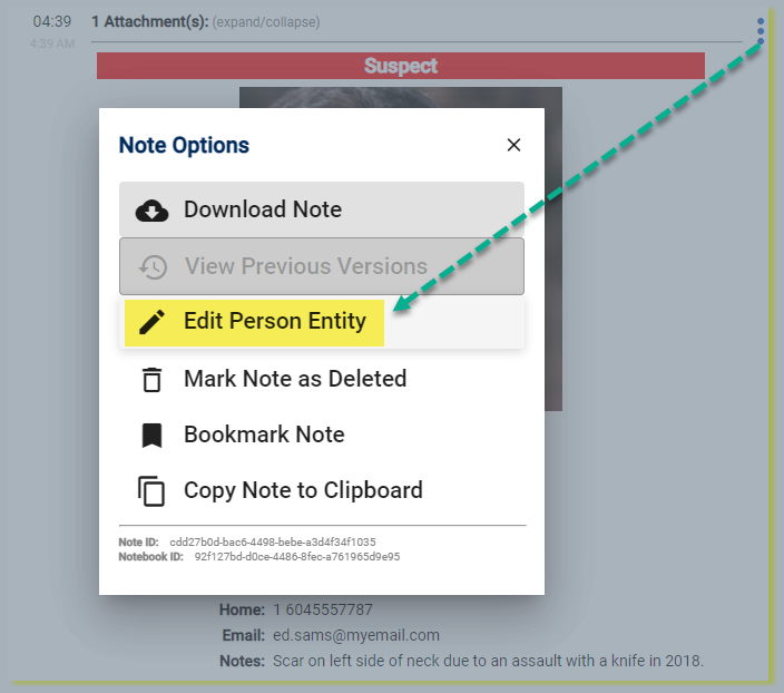 Edit Entity Menu Option