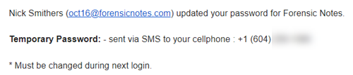 Email Temp Password Information