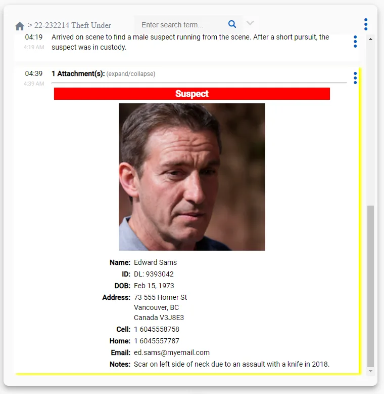 Highlighted Entity in Notebook
