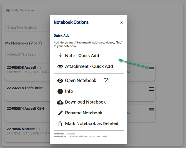 Notebook Menu