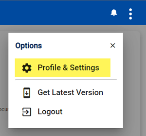 Profile & Settings Menu Option