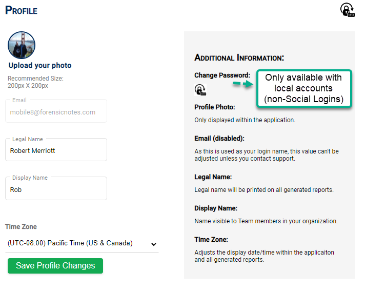 Profile Settings Details