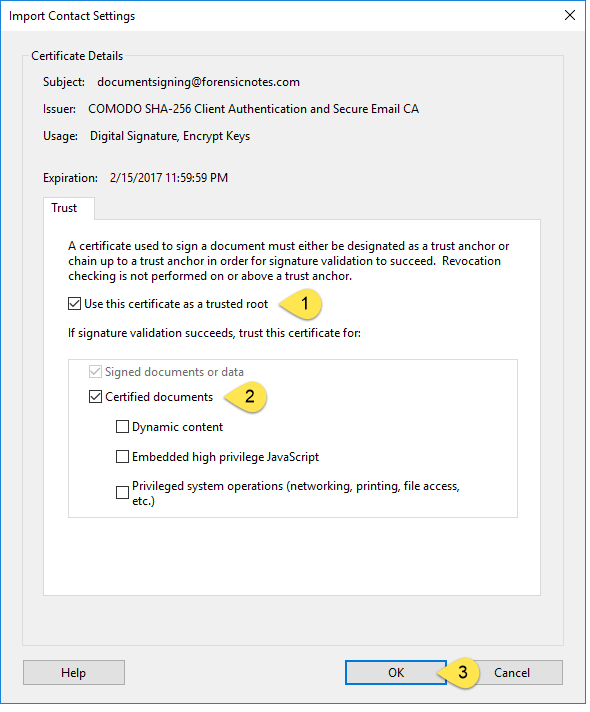 Set Trust Settings